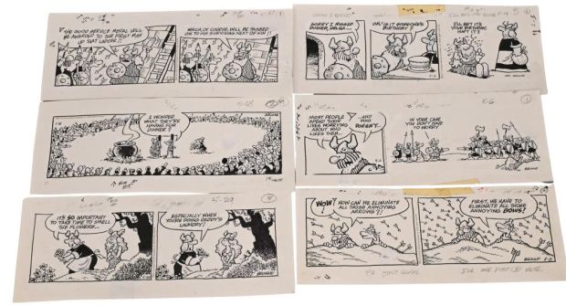 10 Chris Browne and Dick Hodgins Jr, Hagar the Horrible Daily Comic Strip Original Art, Ink on paper, ten original… | misc / divers