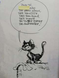 Poussy T2 - Faut pas Poussy + dessin dédicacé Peyo - Hardcover - First edition - (1977) | Catawiki