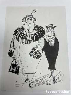 Dibujo Original de Antonio Mingote - Los Matrimonios de Kathy Grant - Publicado Revista Semana