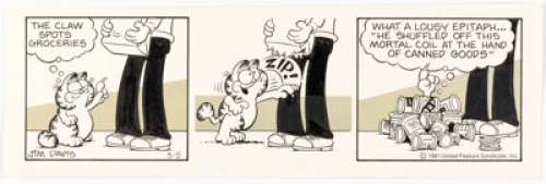 Jim Davis Garfield Daily Comic Strip Original Art dated 3-5-81 (United Feature Syndicate, 1981). | Heritage