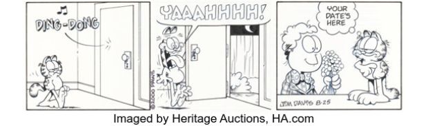 Jim Davis Garfield Daily Comic Strip Original Art dated 8-25-00 (PAWS, 2000). | Heritage
