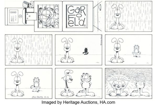 Jim Davis Garfield Sunday Comic Strip Original Art dated 5-14-06 (PAWS, 2006). | Heritage