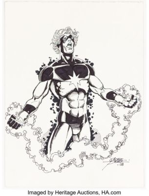 George Pérez Marvel Age #1000 Captain Mar-Vell Variant Cover Original Art (Marvel, 2023). | Heritage