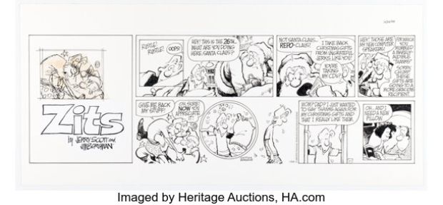 Jerry Scott and Jim Borgman Zits Sunday Comic Strip Original Art dated 12-26-99 (King Features Syndicate, 1999). | Heritage