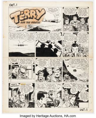 Milton Caniff Terry and the Pirates Sunday Comic Strip Original Art dated 10-1-44 (News Syndicate Co., 1944). | Heritage