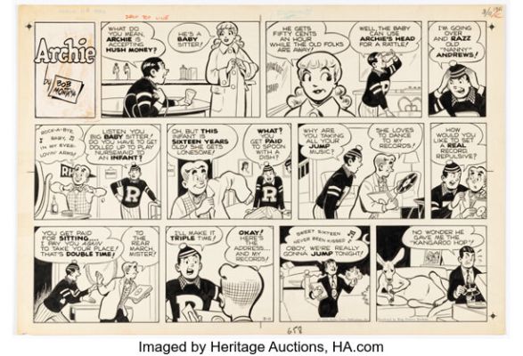 Bob Montana Archie Sunday Comic Strip Original Art dated 3-11-56 (King Features Syndicate, 1956). | Heritage