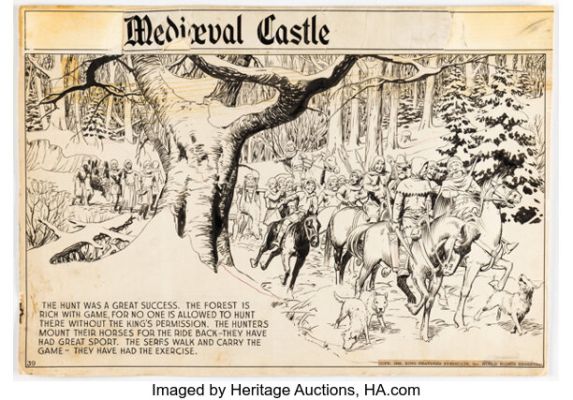 Hal Foster Prince Valiant / The Medieval Castle #39 Comic Strip Original Art 1-14-45 (King Features Syndicate, 1945). | Heritage