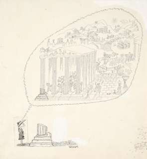 Jean-Jacques Sempé Né En 1932 La Colonne Antique Encre de Chine, Lavis, Mine de Plomb, Gouache Correctrice Et Collage Sur Pap... | La colonne antique | Artcurial