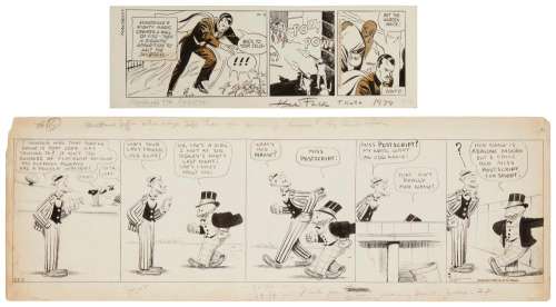 Bud (Harry Conway) Fisher (1885-1954) and Lee Falk (1911-1999), "Mutt and Jeff - Who says Jeff has no sense of humor," 1924, Ink on paper, Production draft for "Madrake the Magician," 1979, Pencil and ink on paper... | misc / divers