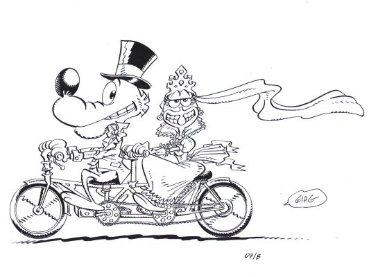 Giacomo Michelon | Lupo Alberto illustrazione per biglietto d’auguri Matrimonio | Tavole Originali
