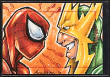 2009 Rittenhouse Spider-Man Archives - Spider-Man vs Electro by Michael "Axebone" Potter - Sketch Card | Heritage