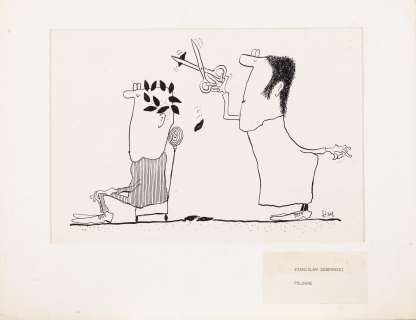 Stanisław Dąbrowski (1925 - 2011) | Stanisław Dąbrowski | Wieniec laurowy, ilustracja satyryczna do czasopisma "Trybuna Ludu", lata 70. XX w. | Desa Unicum