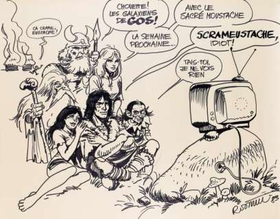 Rosinski Grzegorz | Très grande illustration en hommage au Scrameustache,... | Vermot et Associés