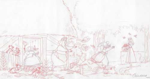 Sleeping Beauty - Disney Studios Double-Page - Princess Aurora and Fairies - Original Production Drawing - Cardona - (1990) | Catawiki