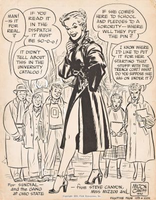 Milton Arthur Caniff, (1907-1988), Specialty drawing for the staff of the Ohio State Sundial school newspaper. 1953. | Swann Galleries