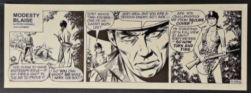 Enrique Romero | Modesty Blaise #10.054 A - Enrique Romero - striscia originale giornaliera - Page volante - Exemplaire unique | Catawiki