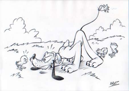 Xavi (Xavier Vives Mateu) | MICKEY - Dibujo original - PLUTO, meet new friends? - EO (2020) | Catawiki