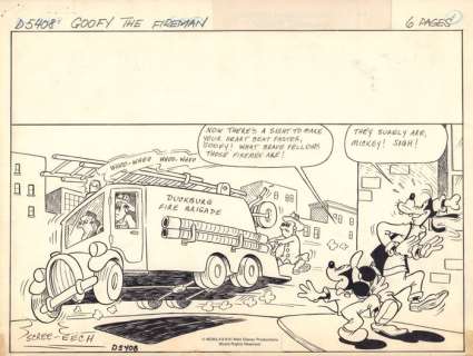 Tino Santanach Hernandez | Tino Santanach Hernandez - Original half plate - p. 1A - D5408 - Goofy the Fireman - (1983) | Catawiki
