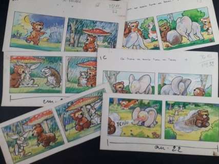 Rino Albertarelli | Rino Albertarelli - 2x illustrazioni originali - Gli Orsetti dei Boschi - Page volante | Catawiki