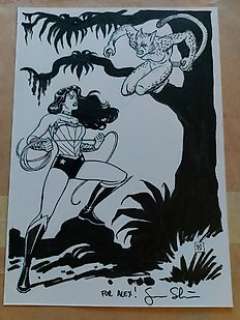 Goran SUDZUKA - DC Comics - Wonder Woman & Cheetah - A4 double full figure commission with backgrounds - Goran Sudzuka - EO