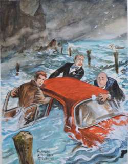 Charles, Jean-François | Charles, Jean-François - Aquarelle et acrylique originale + Carnet du Pinceau d’Or - Gil Jourdan - Hommage Ã  Tillieux | Catawiki