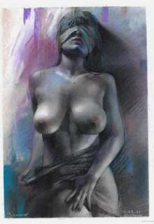 Julia Kirillova | Pin Up - Kirillova - Original Artwork "Blind Nude Girl" Signed - Page volante - Exemplaire unique - (2021) | Catawiki