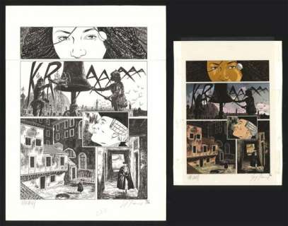 Eric Warnauts - Planche originale n°41 accompagnée de sa mise en couleur - Rouge Venise - Les Suites Vénitiennes