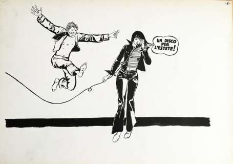 Guido Crepax | Guido Crepax - original illustration "Un disco per l’estate" - Page volante - Exemplaire unique | Catawiki