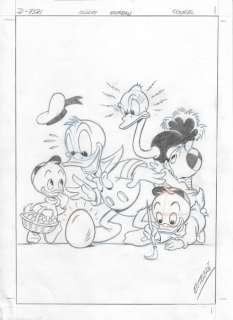 Esteban | Esteban - Original Coversketch - Donald, Huey, Dewey & Louie Duck - EO | Catawiki