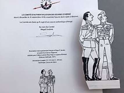 Hergé | Tintin - Dessin original - Portraits Hergé et Jacobs pour Album Pop-Hop - (1971) | Catawiki