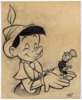 Xavi (Xavier Vives Mateu) | Pinocchio - Dibujo original - PINOCHO and JIMMY CRICKET - Xavi (2015) | Catawiki