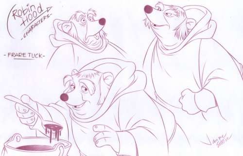 Jaume Esteve, Disney Artist | Robin Hood Characters : Frare Tuck - Original Drawing - Jaume Esteve Signed | Catawiki