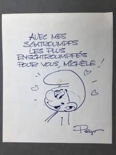Peyo | Peyo - Dessin original dédicacé - Les Schtroumpfs | Catawiki