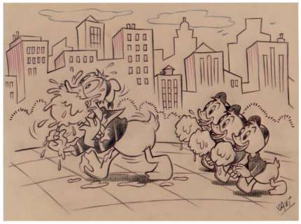 Xavi (Xavier Vives Mateu) | Donald Duck - Dibujo original - Eating cotton candies - 28 x 21 cm. - (2021) | Catawiki