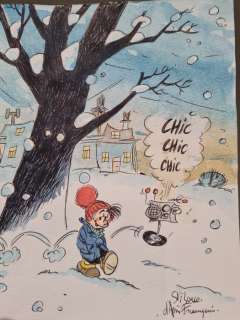 Stibane (D’après Franquin) | Stibane (d’après Franquin) - dessin original aquarelle - Le petit Noël et l’Elaouin - Page volante | Catawiki