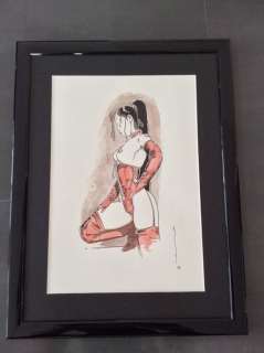 Michetz, Marc | Michetz, Marc - Dessin original couleur - Geisha corset rouge - (2014) | Catawiki
