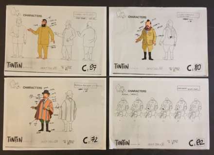 Hergé | Tintin - Ensemble de 4 celluloids Ellipse - Les 7 boules de cristal - (1991) | Catawiki