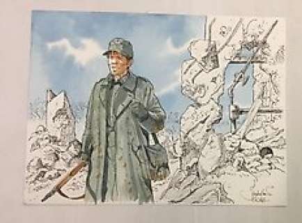 Jarbinet, Philippe | Jarbinet, Philippe - Dessin original - Airborne 44 - Soldat - Encre de chine et aquarelle - Page volante (2016) | Catawiki