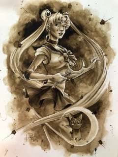 Juapi Coffee Artist | Original Coffee Painting - USAGI TSUKINO (Sailor Moon) (2021) | Catawiki