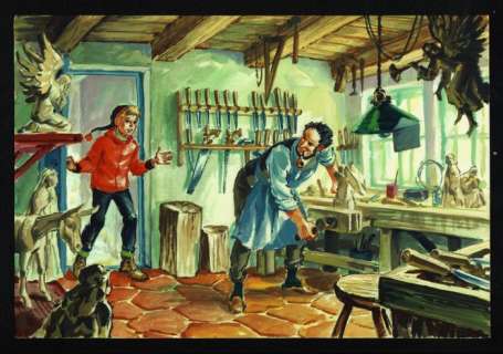 Gerard Van Straaten | Gerard van Straaten - Originele gouache in kleur - JÃ¼rg de herdersjongen - Page volante - (1965) | Catawiki