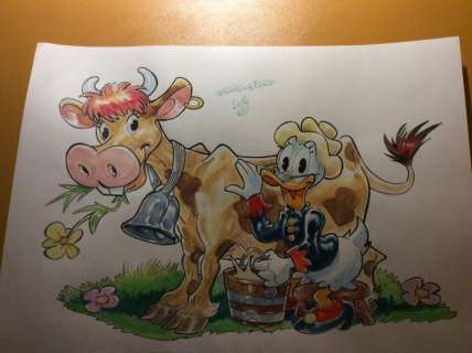 Alessandro Gottardo | Donald Duck - â€œIl buon latte della fattoria di Nonna Paperaâ€ - Page volante - Exemplaire unique - (2016/2016) | Catawiki