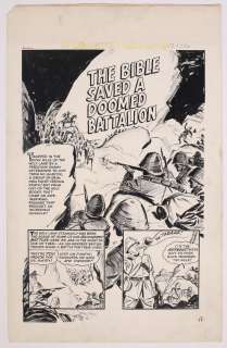 Original Art for Ripley’s Believe It or Not (1953 Harvey) Issue 2, Complete 5-Page Story The Bible Saved a Doomed Batallion | mycomicshop.com