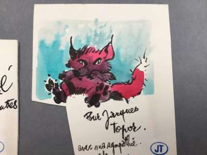 Hausmann | Hausman, René - 2x Dessin original dédicacé - Collection Jacques Topor - (années 1970) | Catawiki