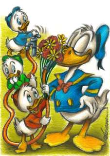 Joan Vizcarra | Donald Duck & His Nephews - Flower Prank! - Original Drawing - Joan Vizcarra | Catawiki