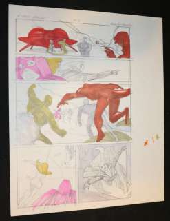 Mike Vosburg - x-men annual #13 color prelim p. 23 - storm, psylocke, longshot, and diamondback in dazzler‘s body vs. The serpent society - 1989