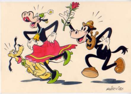 Xavi (Xavier Vives Mateu) | MICKEY - Dibujo original - a rose to you for Valentine’s day! - XAVI - (2021) | Catawiki