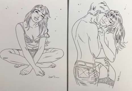 Jim | Jim - 2x Dessin original - Une Nuit Ã  Rome - Marie | Catawiki