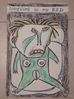 Pirana | Pirana - Originele tekening in kleur - Lonesome in my bed - (2014) | Catawiki