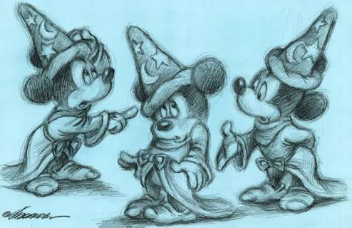 Joan Vizcarra | Mickey Sorcerer Model Sheet - Original Drawing - Joan Vizcarra - Pencil Art - 50 x 32 cm | Catawiki