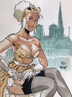 Meynet, Félix | Meynet, Félix - Dessin original couleur - Mirabelle coquine Ã  Paris | Catawiki